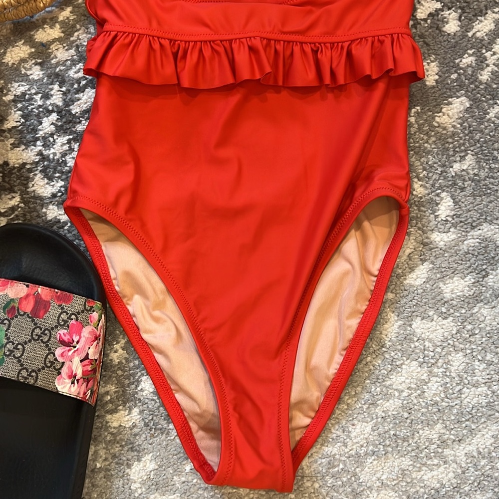 J. Crew Red Ruffle One Piece Swimsuit - Picture 8 of 13